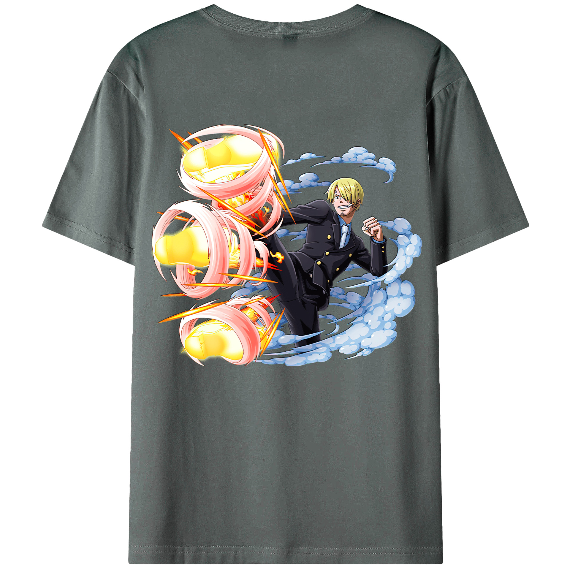 （画像用） ワンピース サンジ ONE PIECE Sanji 綿100％ メンズ半袖Tシャツ（バックプリント） 通気性